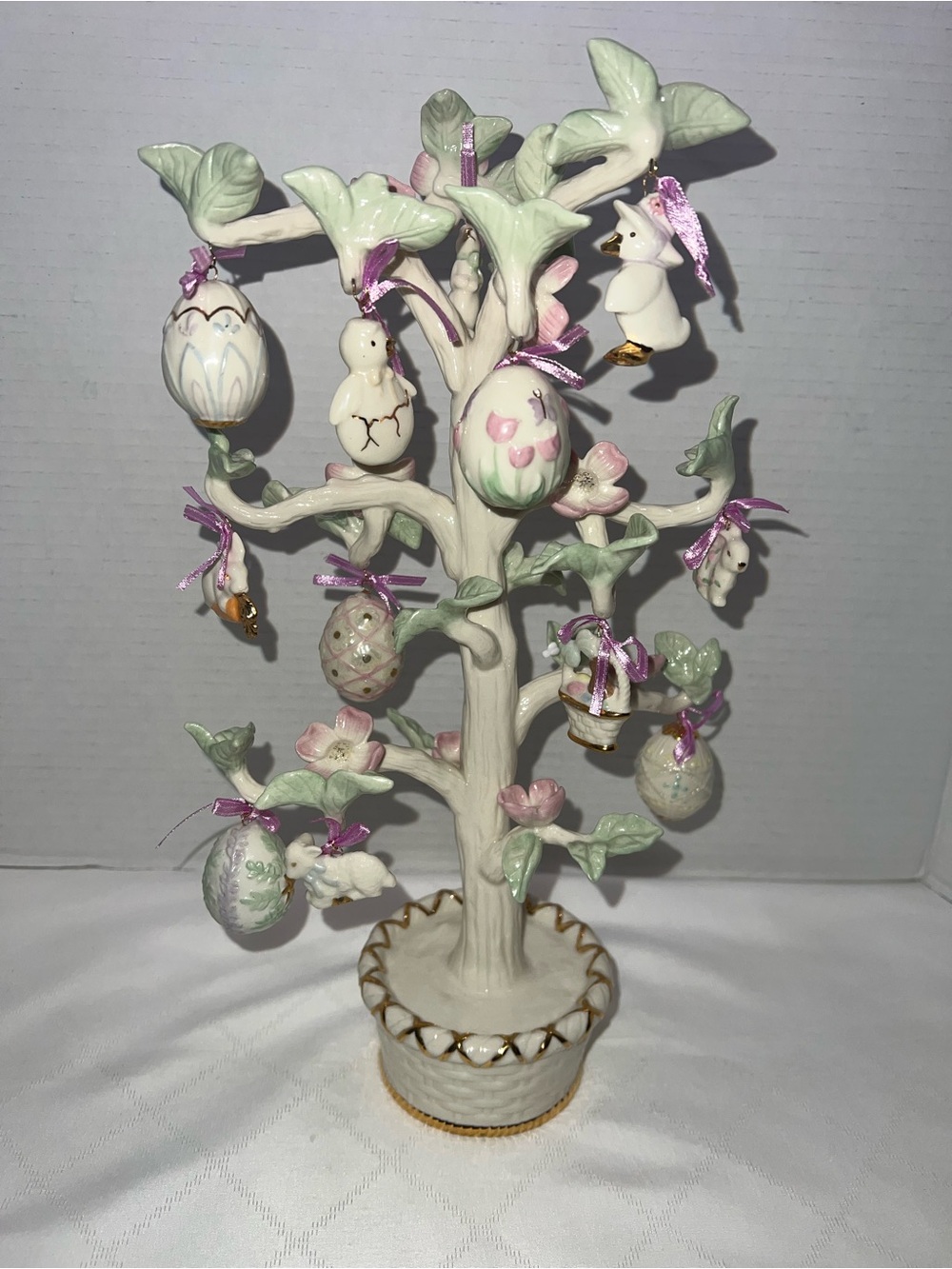 🐇💐🐣Lenox Occasions Fine Ivory China Easter Tree w/12 Ornaments 2004